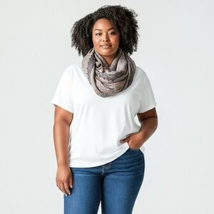 Bohemian Print Charcoal and Taupe Oversized Infinity Scarf Wrap | Rhines…